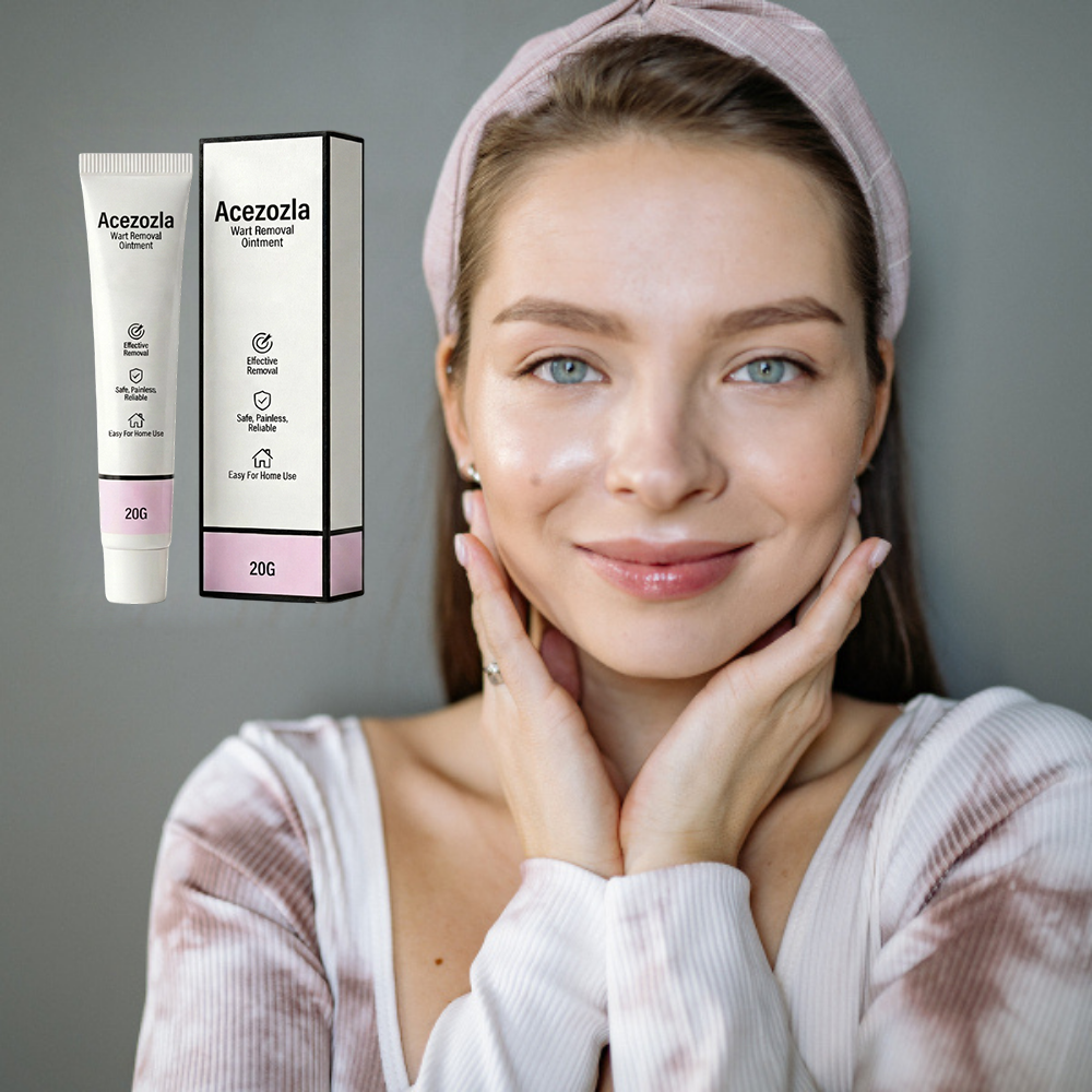 confident skin women with product